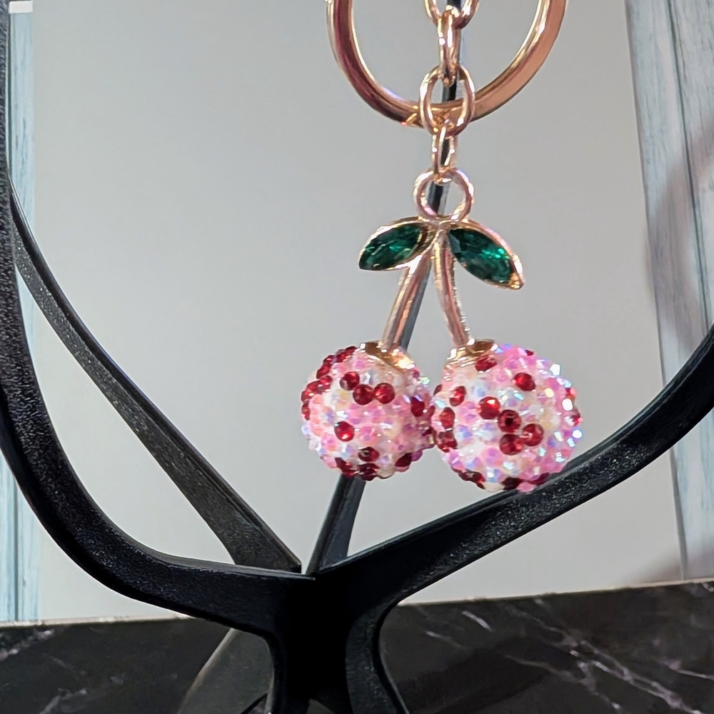 Cherry Keychain with Red and Green Accents - Picture 3 of 4